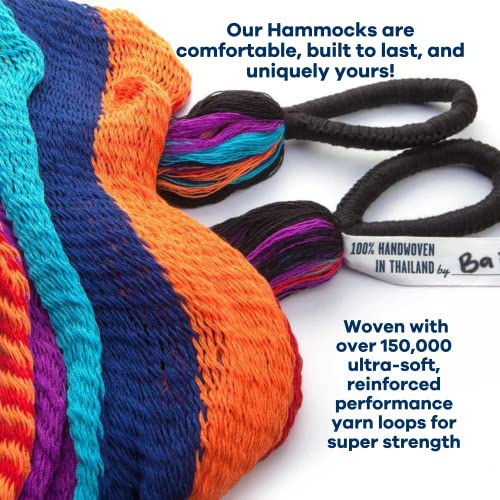 Handwoven Hammock by Yellow Leaf Hammocks - Double Size, Fits 1-2 PPL, 400lb max - Weathersafe, Super Strong, Easy to Hang, Ultra Soft, Artisan Made - Color: Tropical Multicolor - color: Kokomo- Tropical Multicolor, size: Fits 1-2 People (400 lb. Capacity