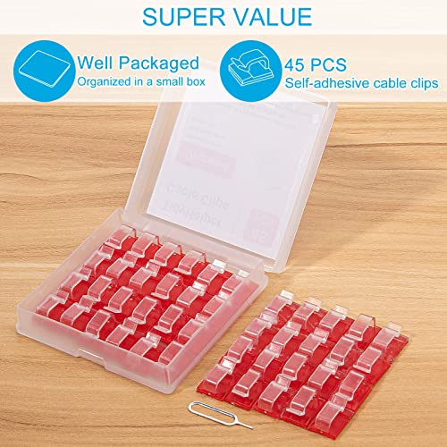 Adhesive Cable Clips Clear (45 PCS, Small), Upgraded Christmas Outdoor Light Clips, Wire Holder Cord Organizer for Cable Management Under Desk - color: Clear, size: Small