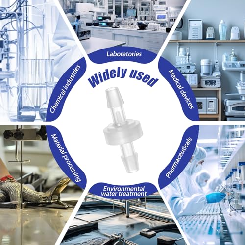 4 Packs 1/4 Inch Check Valve 6mm One-Way Barb Hose Plastic Non Return One Way Inline Hose Barb White Oil Water Pump Check Valve for Air Intake Feed