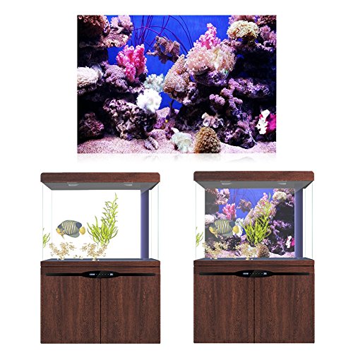 GLOGLOW Aquarium Background Sticker, 3D Effect Seaworld Landscape Image PVC Sticker Sided Adhesive Wallpaper Background Poster Aquarium Wall Decorations(61x41cm) Backgrounds - size: 61x41cm