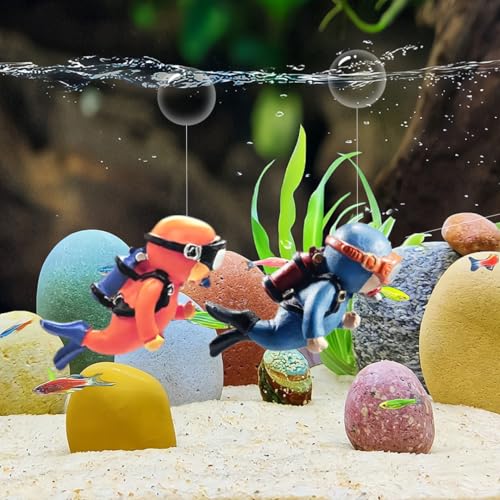 2 Pack Floating Fish Tank Decorations, Aquarium Decorations, Floating Device Fish Tank Accessories, Suitable for All Kinds of Fish Tanks(Blue& Pink)