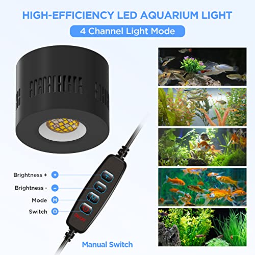 Lominie LED Aquarium Light, Dimmer Remote Control 0-100% Brightness 80W Planted Fish Tank Light Clamp Clip Lamp for Freshwater Refugium Algae Fish Tank with Gooseneck - size: A120 Freshwater