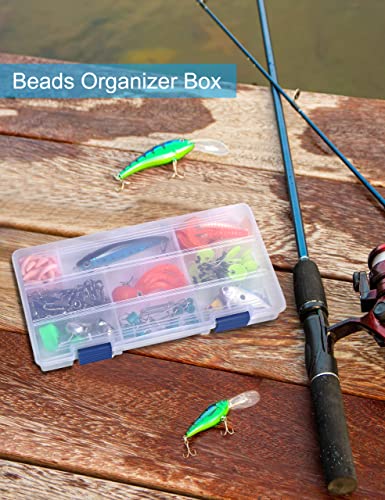 Hlotmeky Tackle Box Small Fishing Box Organizer 2 Pack 3500 Tackle Tray Clear Plastic Storage Box with Dividers Sorting Snackle Box