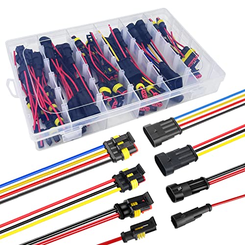 20 AWG Waterproof Wire Connectors Automotive Electrical Connectors Quick Disconnect Wire Connectors 1/2/3/4 Pin with 20 Gauge Wire (26 Kits) - color: 1-4 pin 26 sets, size: 20 AWG