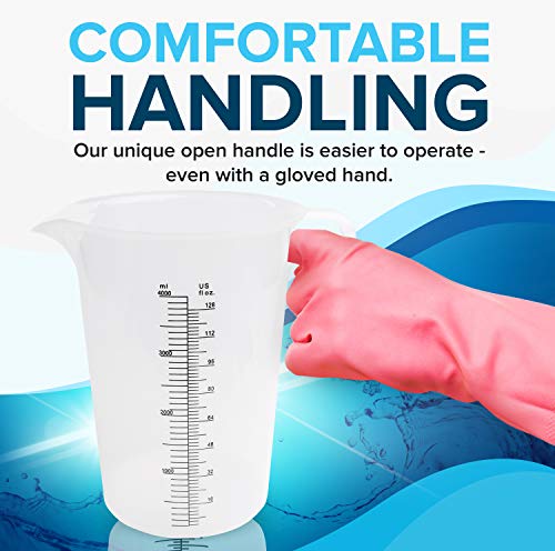 ACCUPOUR 64oz (1/2 gallon) Measuring Pitcher, Plastic, Multipurpose - Great for Oil, Chemicals, Pool and Lawn - Ounce (oz) and Milliliter (mL) Increments (2000 mL) - size: 64oz
