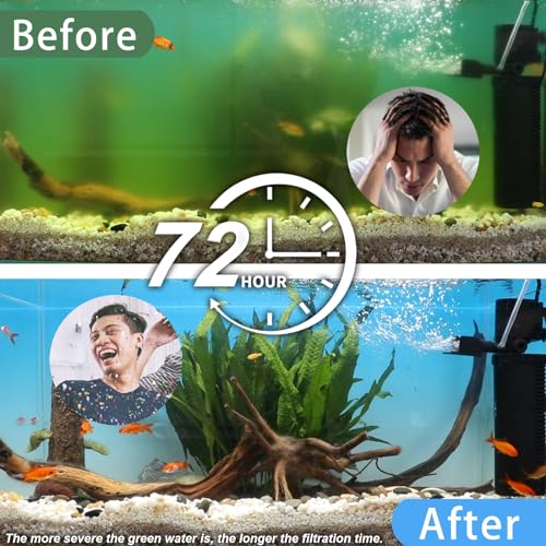 coospider-repta 200GPH Aquarium Filter, U-V for Aquarium for 20-75 Gal Tank, Submersible Pump Filter for Green Water and Algae Clean, Ultra-Silent Green Killing Machine with Fish Tank Deodorization - size: Aquarium Filter for 20-75 Gallon