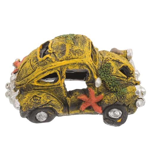 FRCOLOR Fish Tank Car Decorations Resin Aquarium Ornament Vintage Car Shape Fish Tank Decor 5.31X3.14X2.75 Inch Aquarium Hiding Cave for Shrimp Turtle