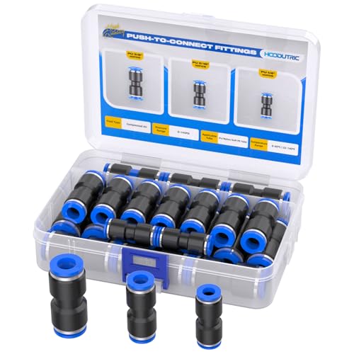 30PCS Quick Connect Air Hose Connectors 1/4 5/16 3/8 inch Straight Push to Connect Fittings Kit Quick Release Pneumatic Connectors Air Line Fittings for 1/4 5/16 3/8 inch Tube - size: 1/4"-5/16"-3/8"OD (30pcs)