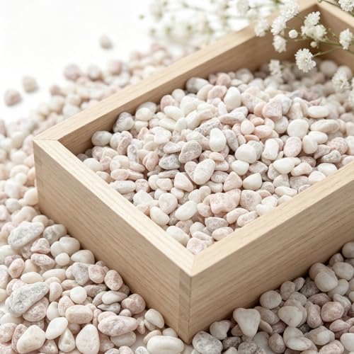 3/8 Inch Decorative Pebbles, Natural River Rocks for Indoor Plants, Succulents, Planters, Vases, Fish Tank Décor & Landscaping, Blush Pink, 12LB - color: Pink, size: 12LB