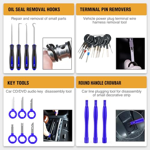 GOOACC 330Pcs Trim Removal Tool, Auto Push Pin Bumper Retainer Clip Set Fastener Terminal Remover Tool Adhesive Cable Clips Pry Kit Car Panel Radio Removal Auto Clip Pliers, Blue - color: 330Pcs Clips Removal Kit Blue