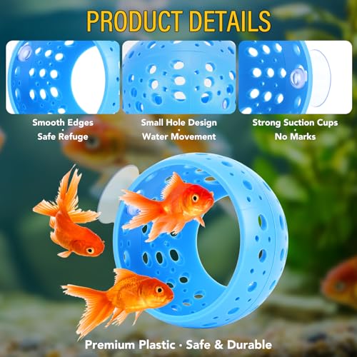 Ejoyous Aquarium Fish Hideout, Plastic Fishtank Tunnel Cave with Powerful Suction Cups, Easy Cleaning Fishtank Tunnel Ornament for Small Fish Shrimp Guppies Freshwater Saltwater (2PCS)
