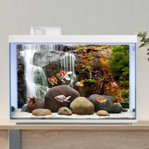 AWERT 24x16 inches Waterfall Terrarium Background Tropical Aquarium Background Mountain Lake Reptile Habitat Background - size: 24x16in/60x40cm