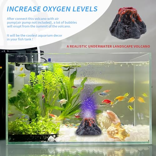Aquarium Decoration with Air Stone Bubbler Shells Ornament Fish Tank Bubble Maker Aquarium Air Bubbling Great Addition for Fish Tank Aquarium - color: Volcano