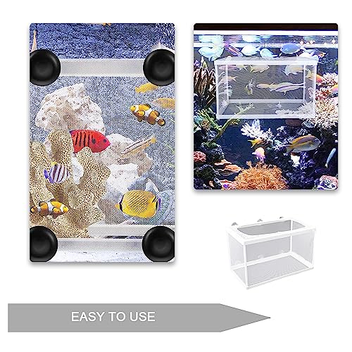 Aquarium Fry Hatchery Net Fine Mesh Fish Hatchery Isolation Net with Suction Cups Hatchery Transparent Isolation Box for Fish Tank