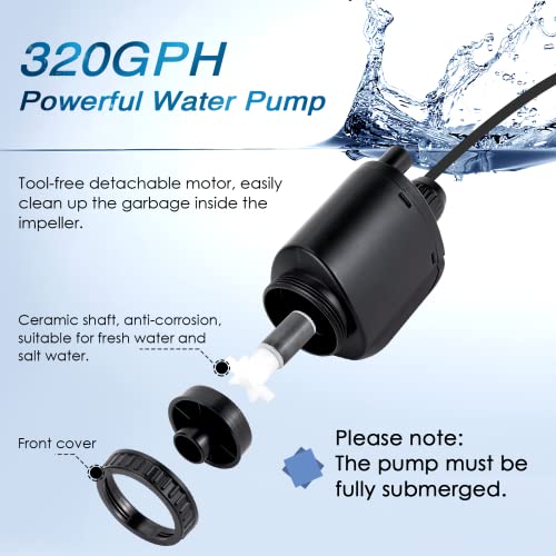 AQQA Electric Aquarium Gravel Cleaner, 6 in 1 Automatic Fish Tank Cleaning Tools Gravel Vacuum for Aquarium, Suitable for Change Water Wash Sand Water Filter and Water Circulation (320GPH, 20W) - size: 6-in-1 Aquarium Gravel Cleaner