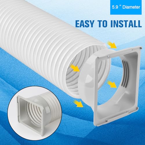 Portable Air Conditioner Hose Kit 5.9" Dia 59" Length Universal AC Hose with Adapter Flexible Exhaust Hose and AC Unit Tube Connector for Portable Air Conditioner Vent AA02 - size: Dia 5.9" Exhaust Hose L 59"&Coupler AA02