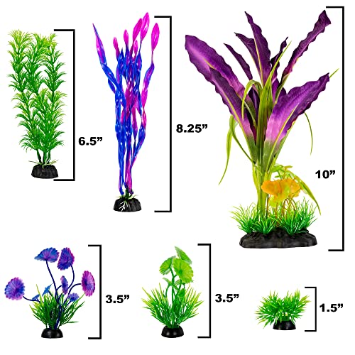 UNEAK Aquarium Plastic Plant Fish Tank XXL Decorations Medium/Large Resin Artificial Plants Flower Ornament Beta Goldfish Decoration Ornaments Freshwater & Saltwater Décor (Mix) - color: Plant Set Mixed Color
