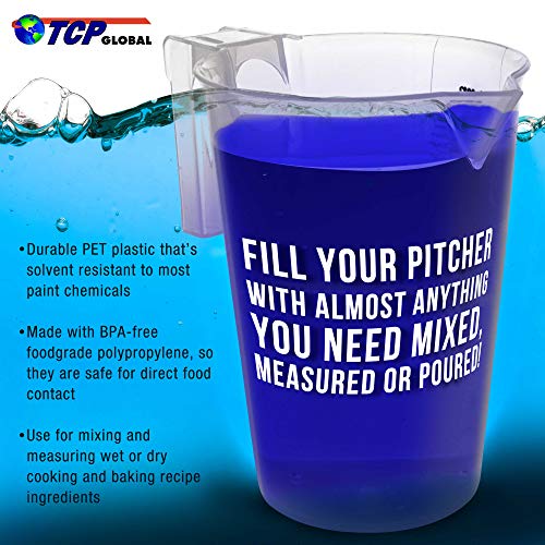 TCP Global 5 Piece Set of Plastic Graduated Measuring and Mixing Pitchers - 500, 1000 Quart, 2000, 3000, 5000 ml Gallon Sizes - Pouring Cups, Measure & Mix Paint, Resin, Epoxy, Kitchen Cooking Baking - size: 500-5000ml Set