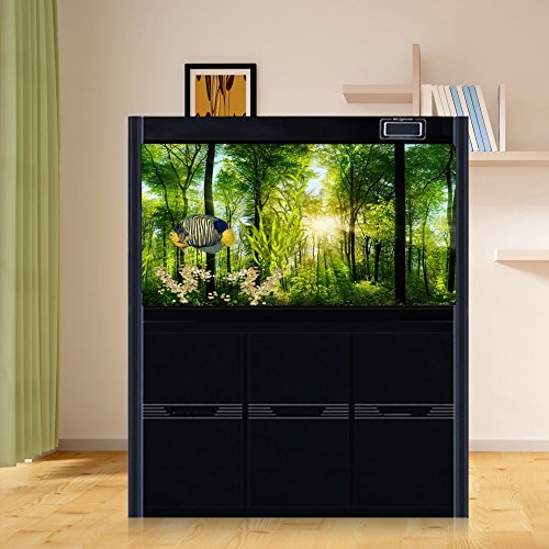 FILFEEL Aquarium Decor Background 3D Effect Fish Poster PVC Adhesive Decor Sticker Paper Cling Decals Sunshine and Forest (122 x 50cm)