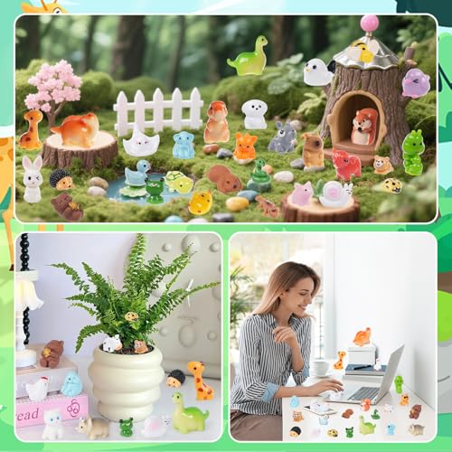 BeadRiver 50PCS Mini Resin Animals Bulk Tiny Animals Miniature Figurines Variety Pack for Micro Fairy Garden, Dollhouse, Aquarium Decor, Hide and Seek Crafts, Classroom Prizes, Party Favor - style: 50 Pcs Mini Resin Animals
