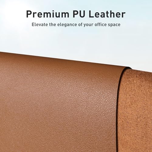 Aothia Leather Desk Pad Protector, Mouse Pad, Office Desk Mat, Non-Slip PU Leather Desk Blotter, Laptop Desk Pad, Waterproof Desk Writing Pad for Office and Home (Brown,23.6" x 13.7") - color: Brown, size: 23.6" x 13.7"
