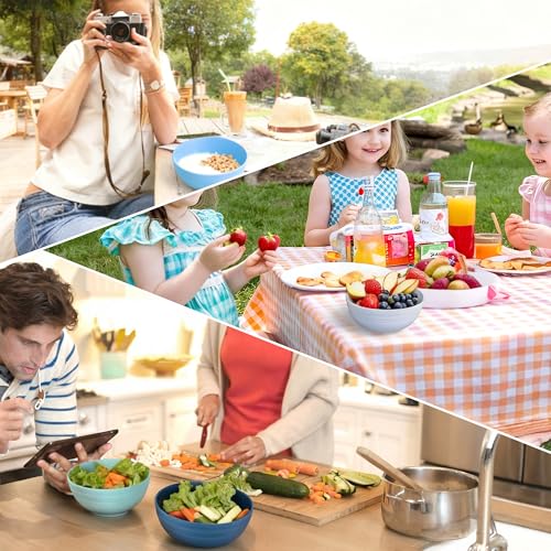 Quatish 10 PCS Unbreakable Cereal Bowls,Dishwasher & Microwave Safe Wheat Straw Bowls, Easy-to-Clean Lightweight Desserts & Soup Bowl, Portable for Picnics ，Snack Plastic Bowls Set，Blue - color: Blue