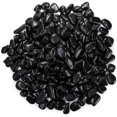 SOUJOY 15LBS Black River Rock, 1-2 Inch Pebbles for Plants, Natural Polished Decorative Stone for Landscaping Outdoor, Flower Bed Fish Tank Gravel Garden Home Decor