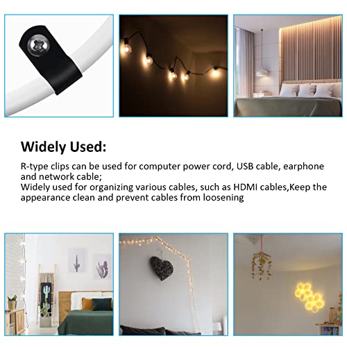 RGBZONE 120Pcs 1/4 Inch Black R-Type Cable Clips with Screws, Nylon Plastic Wire Clips for Indoor Outdoor Electrical Wire Cord Management (6.4mm, 1/4 Inch) - color: Black, size: 1/4 Inch