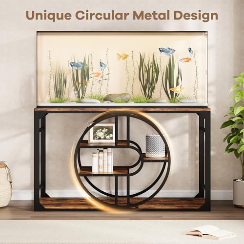 GarveeHome 55-75 Gallon Metal Aquarium Stand, Heavy-Duty Fish Tank Stand with Multi-Tier Storage Cabinet & Thickened Legs, Suitable for Turtle/Reptile Terrarium Aquatic Accessories Organizer