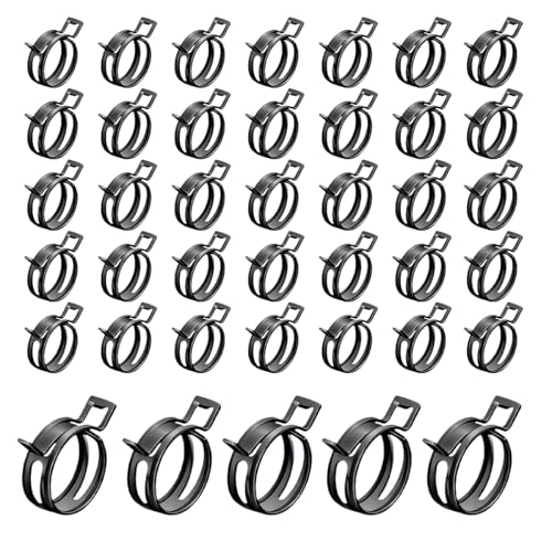 Wevdn 40PCS 5/16" ID Spring Band Type Clamps, 8mm Manganese Steel Fuel Line Pipe Spring Hose Clip, Low Pressure Air Clip Vacuum Hose Water Pipe Silicone Tube Clamps Fasteners - color: 8mm, size: 40PCS