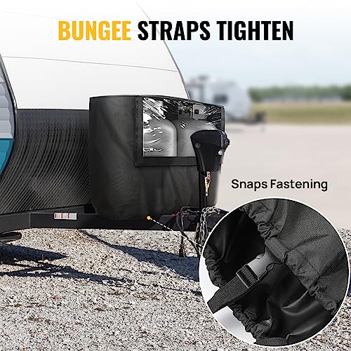 BougeRV Propane Tank Cover, Visible Valve, Fit Dual 30lb Tanks, Waterproof 600D Oxford Replacement Covers for Trailer/Camper, RV Parts Accessories (Black) - size: 30LB