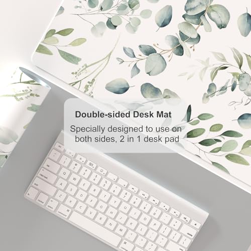 Colorful Star Large Mouse Pad, PU Leather Waterproof Desk Mat, Computer Gaming Mouse Pad, XXL Full Table Mousepad Non Slip Desk Pad for School Office Home 23.6" x 13.8" - Fresh Eucalyptus Leaves - color: Fresh Eucalyptus, size: 23.6L x 13.8W inches
