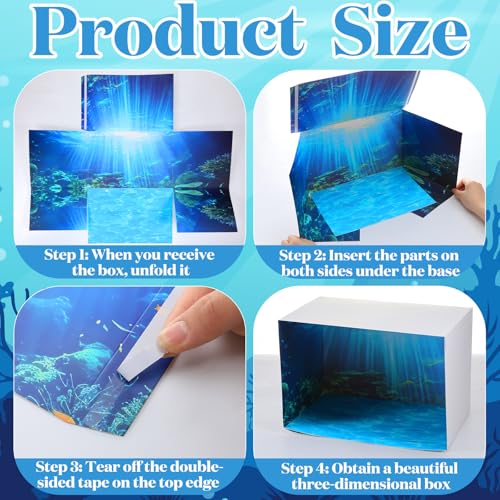 Teyva Daily 60 Pcs Ocean Diorama Kit Habitat Project Box Set Ocean Diorama Supplies Include Sea Animal Figures Artificial Coral Artificial Trees Sea Grass with Cardboard for DIY Craft Gifts - color: Sea