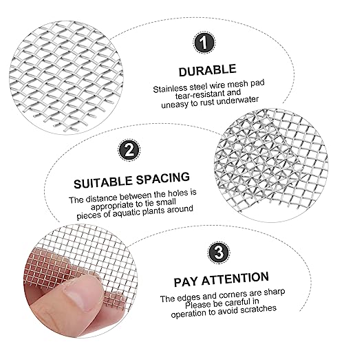 Happyyami 8pcs Aquarium Tank Divider Stainless Steel Wire Mesh Pad Fish Tank Moss Plant Holder Net for Fixed Grass Supplies