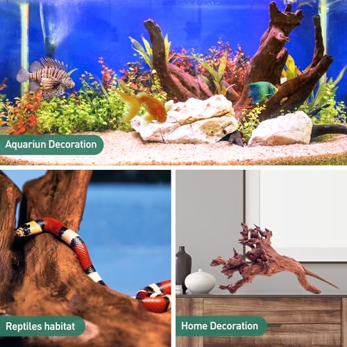 WDEFUN Natural Extral Large Driftwood for Aquarium Decor, 2-Piece 14''-18'' Driftwood for Decorations on Fish Tank, Reptiles Bearded Dragon Accessories or Air Plants - size: Mopani driftwood （14-18 inch pack of 2）