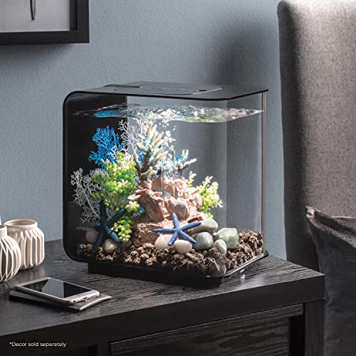 biOrb Flow 15 Acrylic 4-Gallon Aquarium with White LED Lights Modern Compact Tank for Tabletop or Desktop Display, Black - color: Black with LED Lighting, size: 4 Gallon