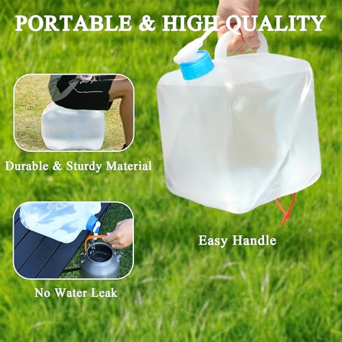 Collapsible Water Container with Spigot & Hook, BPA Free Water Jug, Foldable Carrier Bucket, Water Storage Container for Camping Hiking Survival Kit, 2-Pack (20L/5.3 Gallon) - size: 5.3 Gallon