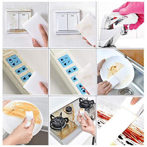 Magic Sponge Eraser, 50 Pack Melamine Sponge Sheets Foam in Bulk, All-Purpose Large Kitchen Dish Cleaning Pads, White Nano Scrub Non-Scratch Cleaner for Household, Bathroom, Wall - size: 50