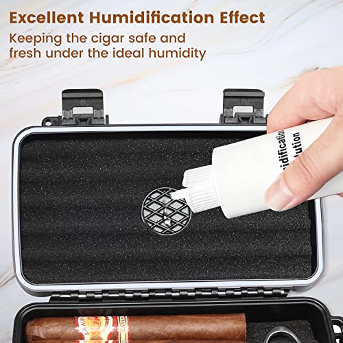 Flauno Travel Cigar Humidor Case - Portable Cigar Box with Humidifier Disc & Cigar Cutter | Waterproof | Airtight | Durable (Holds up to 10 Cigars) - size: Holds up to 10 Cigars