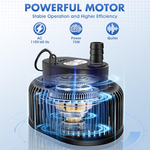 Pool Cover Pump Above Ground, Automatic Water Sensor, Sump Pump for Pool Draining, Pool Cover Water Removal 4 Adapters, 16ft Hose & 25ft Power Cord, 850 GPH (Black)