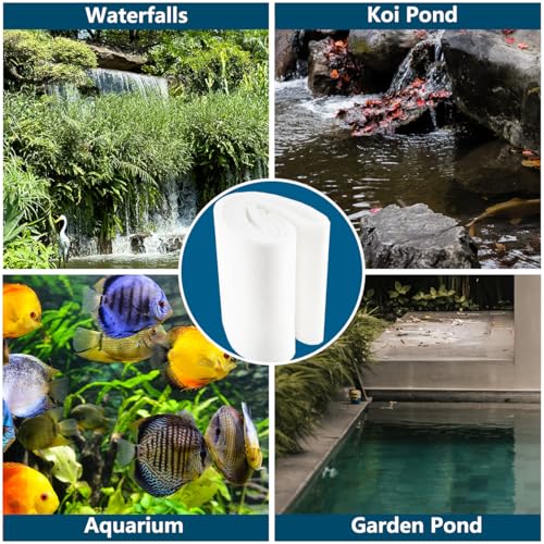 RINOO White Koi Pond Filter Pad Fine Bulk - Cut to Fit - Durable Fish Pond Filter Media - Water Garden Aquariums Filter Material - 39.6" (3.3 ft) x 8" x 3/5" - 4/5" Thickness - 2 Pack - size: 3.3 ft Long 8" Wide - 2 Pack