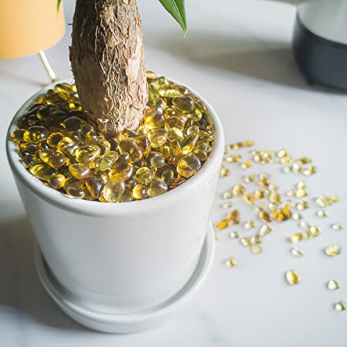 Keedolla Decorative Fish Tank Pebbles Marbles 0.93LB, Sea Glass Stones Beards Pebbles Gravel Rock for Fish Tank, Garden and Vase Fillers - Light Yellow - color: Light Yellow, size: 0.93 Pound