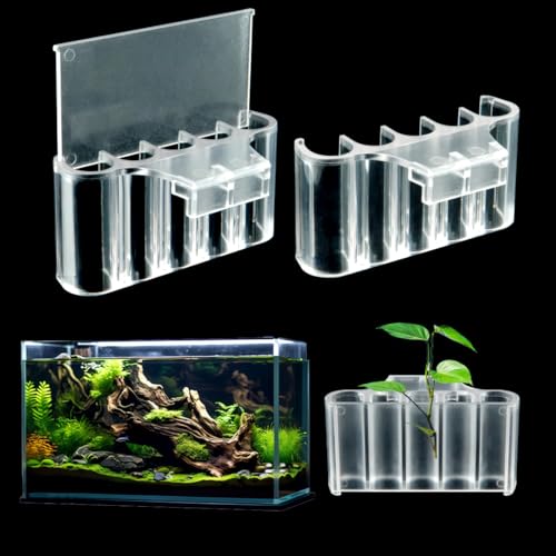 Aquarium Plant Holder,Fish Tank Plant Holder,Aquarium lid Clips,Aquarium Plant Pot,Hydroponic Fish Tank Planter, Aquatic Plant Cup for Aquascape Decorations (Transparent, 1PCS Rimless) - color: Transparent, size: 1PCS Rimless