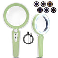 Magnifying Glass with Light, Rechargeable Magnifier for Seniors, Reading | 45X Crystal Clarity • 6 Light Modes • 1200mAh Rechargeable • Large 4.6" Lens • 12 LEDs • Soft Anti-slip Handle • Green - color: Green