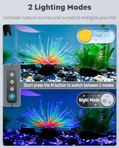 Pawfly 3 W Aquarium LED Light 7.5 Inch Underwater Fish Tank Light with Full Spectrum IP68 Waterproof White Blue Red Lights with Daytime & Night Mode Timer Auto On/Off and Adjustable Brightness - color: Basic (Timing Function), size: 7.5 Inch