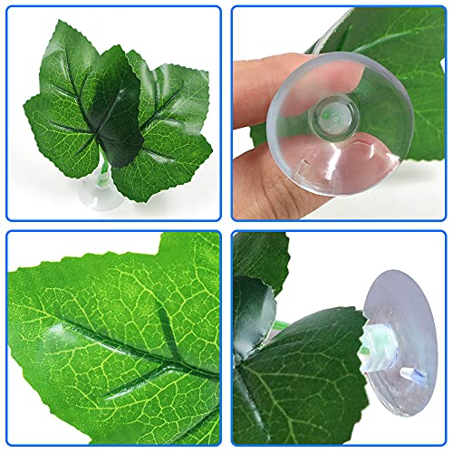 N A 10 PCS Betta Leaf Hammock Pack, Bed for Fish, Soft and Large Blue Spotted Plant Pad, Holder for Tropical Fish Aquariums and Saltwater