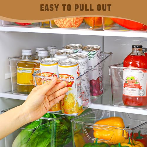 Freebat 12 Pack Organizers and Storage, Pantry Organization and Storage Bins, Cabinet Organizer, Clear Plastic Storage Containers with Handle，Acrylic Storage Bins (4 Small&4 Middle&4 Large - color: 4 Large&4 Middle&4 Small