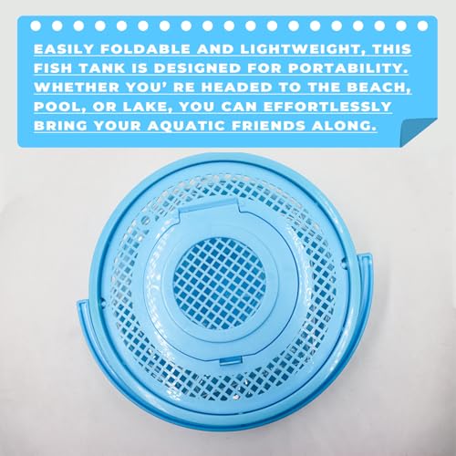 Foldable Small Aquarium, Portable Fish Tank, Fish Transport Container, Plasitc Fish Bowl, Beginner Tank, Great Concept for Catching and Release Critters, Beach, Pool and Lake - color: Blue, size: Small