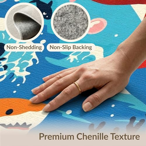 8'x10' Washable Flatwoven Rug, Blue Graphic Wave Stain Resistant Extra Large Carpet for Dining Room, Large Office, Lounge, Non-Slip Chair-Friendly Mat | Ref:2070034 - color: Blue/Pattern 11, size: 8' x 10' (Rectangular)