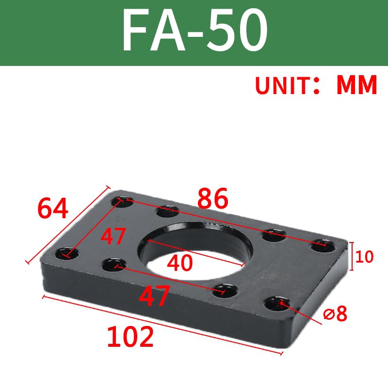 Square Flange Mounting Plate for SC Cylinder FA Series, Universal Fixed Mounting Bracket for Pneumatic Air Cylinders (FA50) - color: FA, size: 50